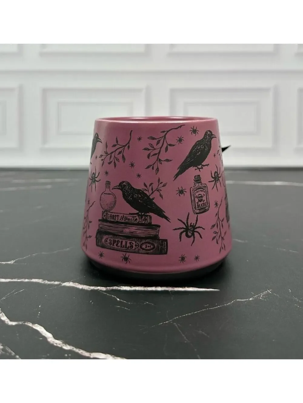 Connecting on Paper 2021 co. Crafted Ceramic Mug with Raven and Spellbook Design